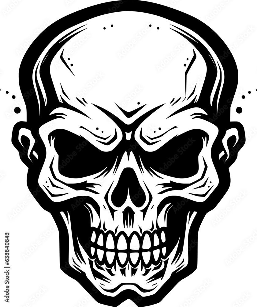 Fototapeta premium Skull - Black and White Isolated Icon - Vector illustration
