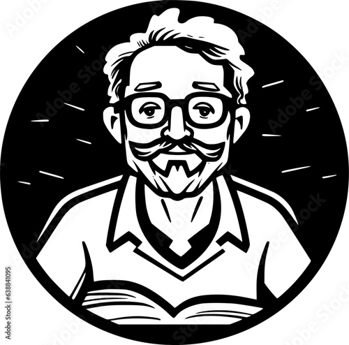 Teacher | Black and White Vector illustration
