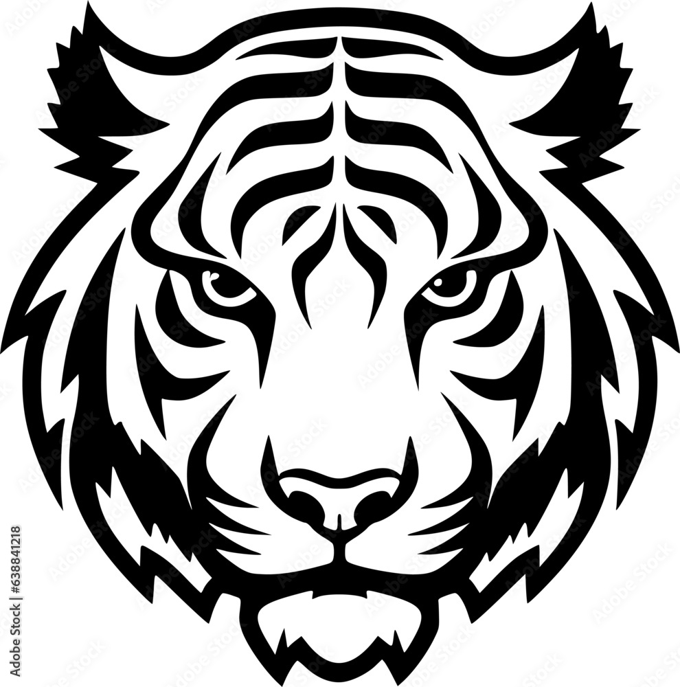 Fototapeta premium Tiger - Black and White Isolated Icon - Vector illustration
