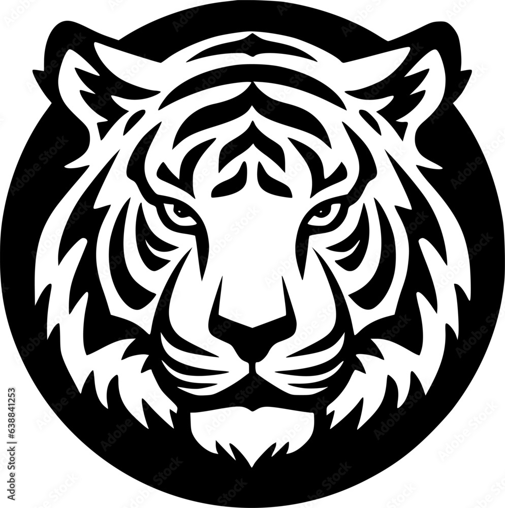Tiger | Black and White Vector illustration