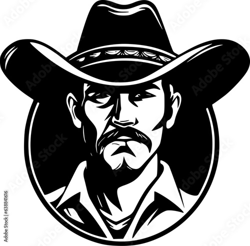 Western - Black and White Isolated Icon - Vector illustration