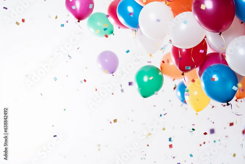 Colorful birthday balloons and confetti