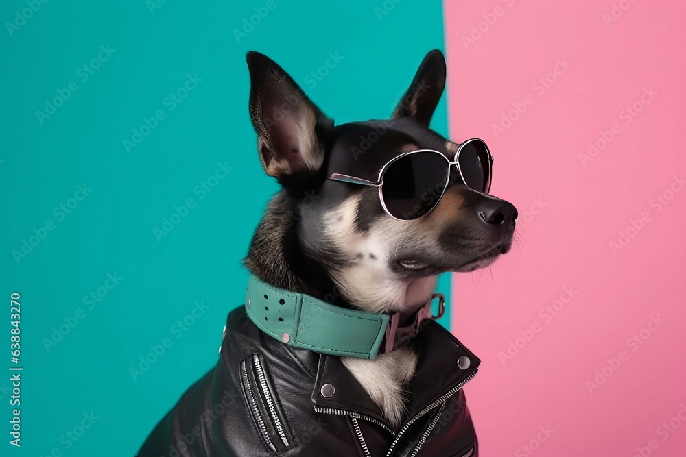 Dog leather jacket. Generate Ai