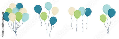 Ballons - Éléments vectoriels colorés éditables pour la fête et les célébrations diverses - Différentes compositions festives pour une fête d'enfant, un anniversaire ou un événement particulier 