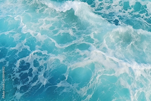 Top view of blue frothy sea surface