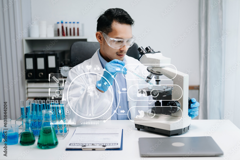 Dctor work on digital tablet healthcare doctor technology tablet using computer in laboratory study with vr icon. Dctor work on digital tablet healthcare doctor technology tablet using computer in laboratory study with vr icon.