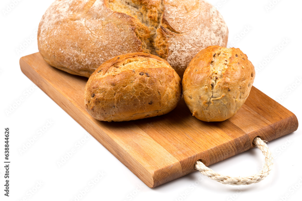 fresh baked bread isolated on white