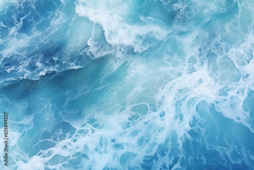 Top view of blue frothy sea surface © Sewupari Studio