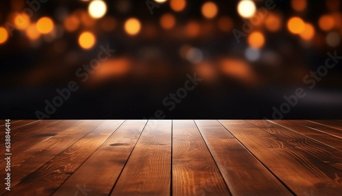 wooden table blur and dark background