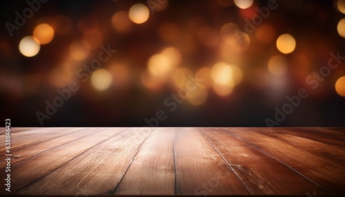 wooden table blur and dark background