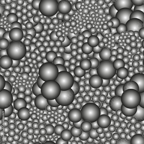 Seamless pattern with voluminous black and white balls.