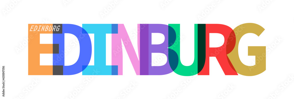 EDINBURG. The name of the city on a white background. Vector design template for poster, postcard, banner EDINBURG. The name of the city on a white background. Vector design template for poster, postcard, banner