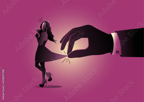 A Male Colleague Or Boss Pull Skirt of a Young Woman