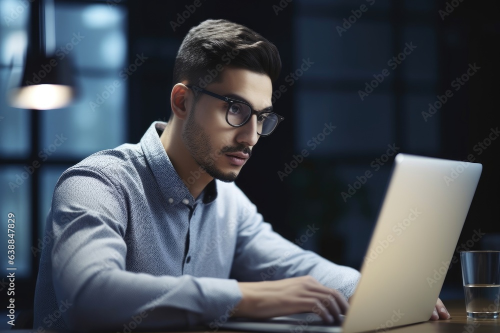 shot of a young man using a laptop in his office shot of a young man using a laptop in his office
