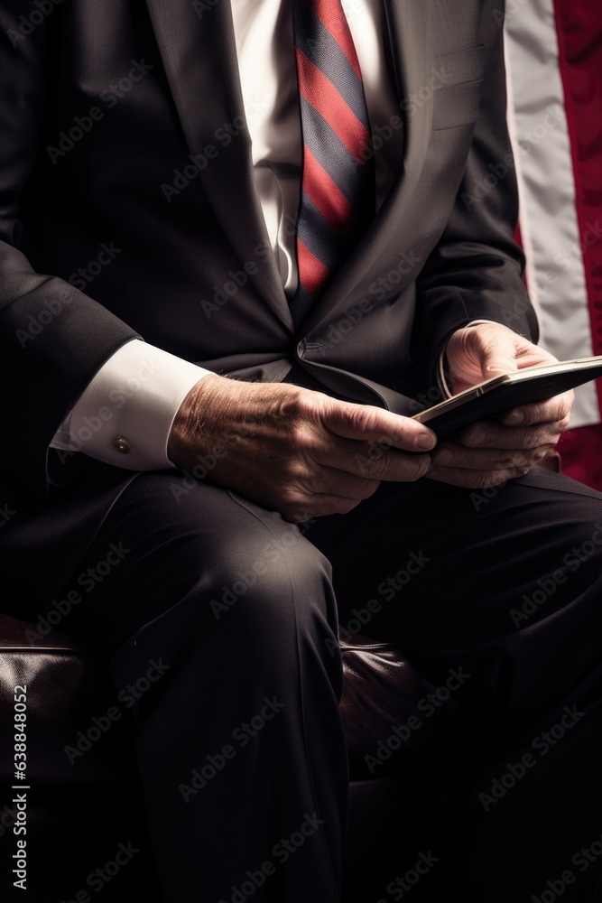 shot of a politician working on his digital tablet