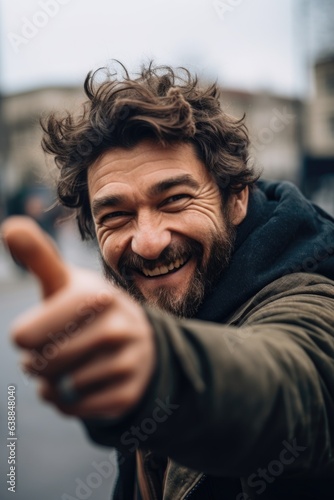 shot of an unrecognizable man pointing at the camera with a smile