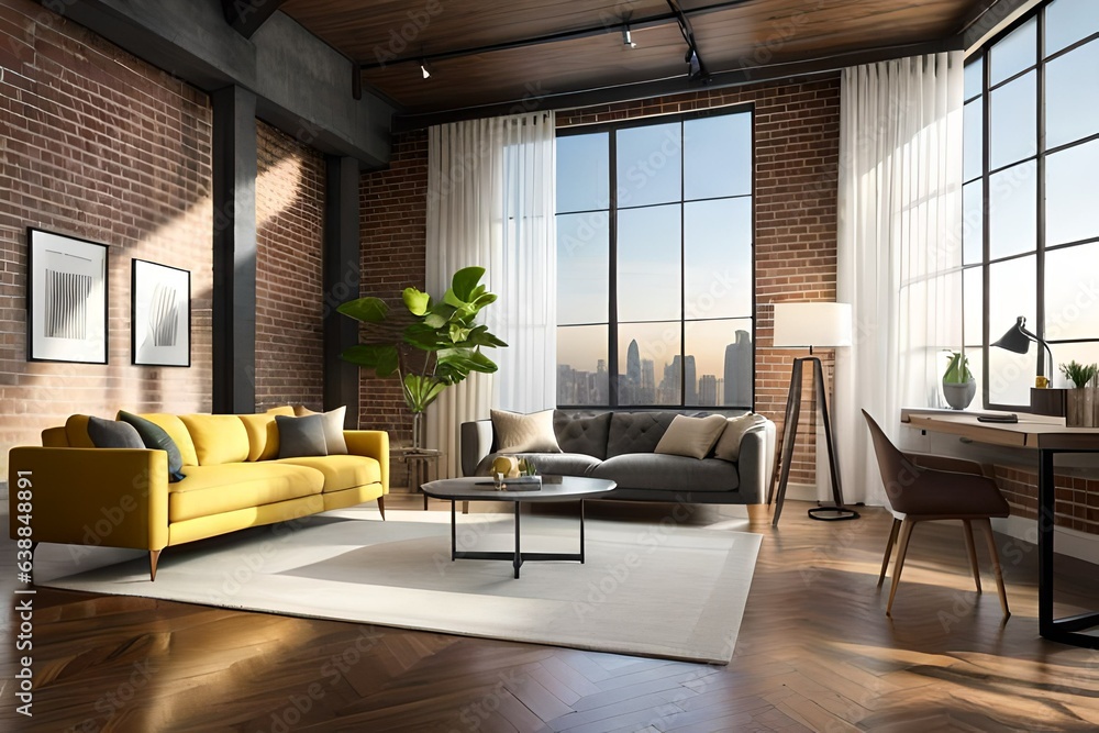 Fototapeta premium living room with fireplace generated Ai.