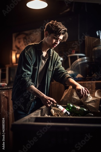 shot of a young man separating his recycling from the rest of his waste