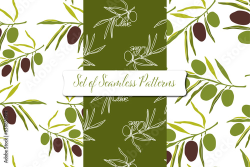 seamless pattern with olive, set of pattens