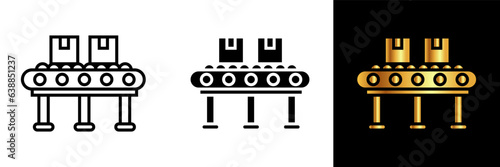 Conveyor Belt Icon, an icon representing a conveyor belt, symbolizing automation, transportation, and industrial processes for moving goods and materials.