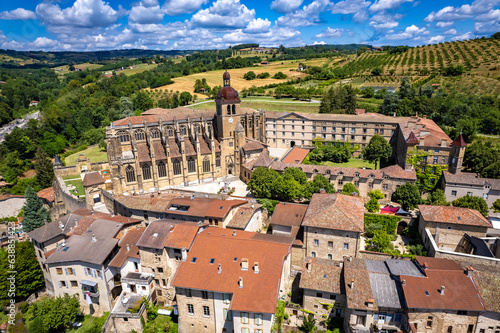 Aerial view of St Anthony or Saint Antoine l Abbaye in Vercors in Isere, Auvergne Rhone Alpes, France photo