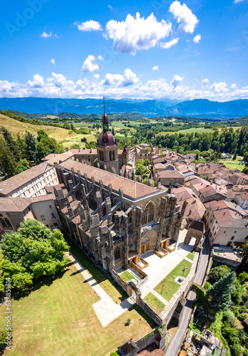 Cuadro en lienzo Aerial view of St Anthony or Saint Antoine l Abbaye in Vercors in Isere, Auvergn