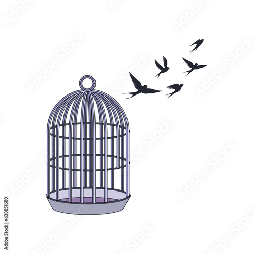 bird in cage vector type icon