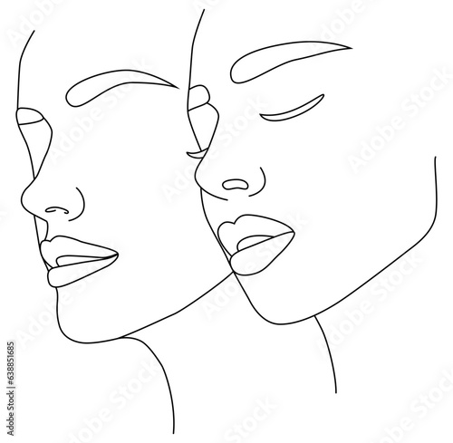 Portrait along the lines. Drawing in the style of one line.