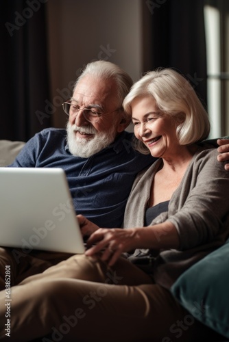 shot of a happy senior couple using a laptop together on the sofa at home