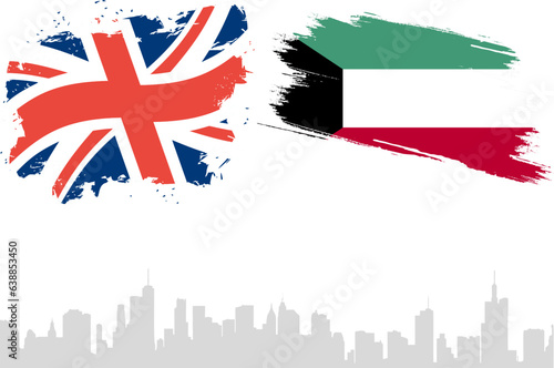 UK and UAE Vector Flag with the background of Buildings. Vector Illustration