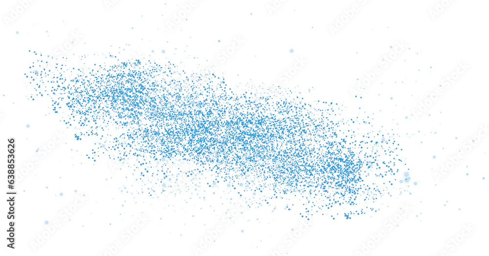 Blue scattering of small particles of sugar crystals, flying salt, top
