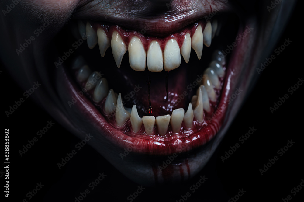 Fotografie AI generated image of vampire on black background