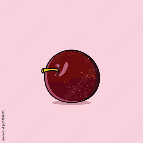 Whole Fresh And Juicy Red Plum Fruit Ripe Plum Fruit On Soft Pink Background Vector Illustration

