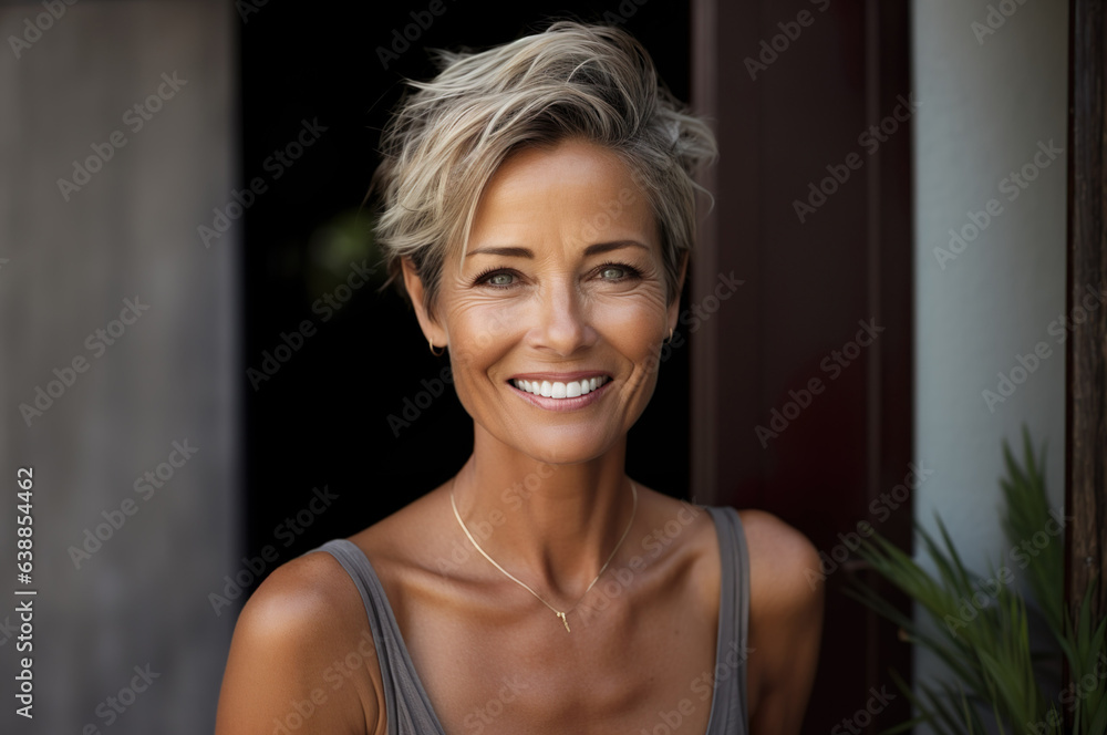 AI generated image of tanned happy attractive female AI generated image of tanned happy attractive female
