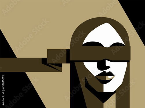 Blindfolded person - blinded woman portrait 