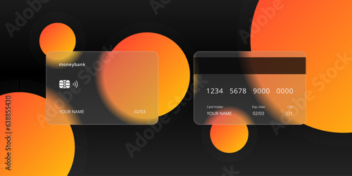 Vector illustration of a bank card - a symbol of payments and finance. Transparent and glassy design with a glassmorphism effect. (EPS 10)