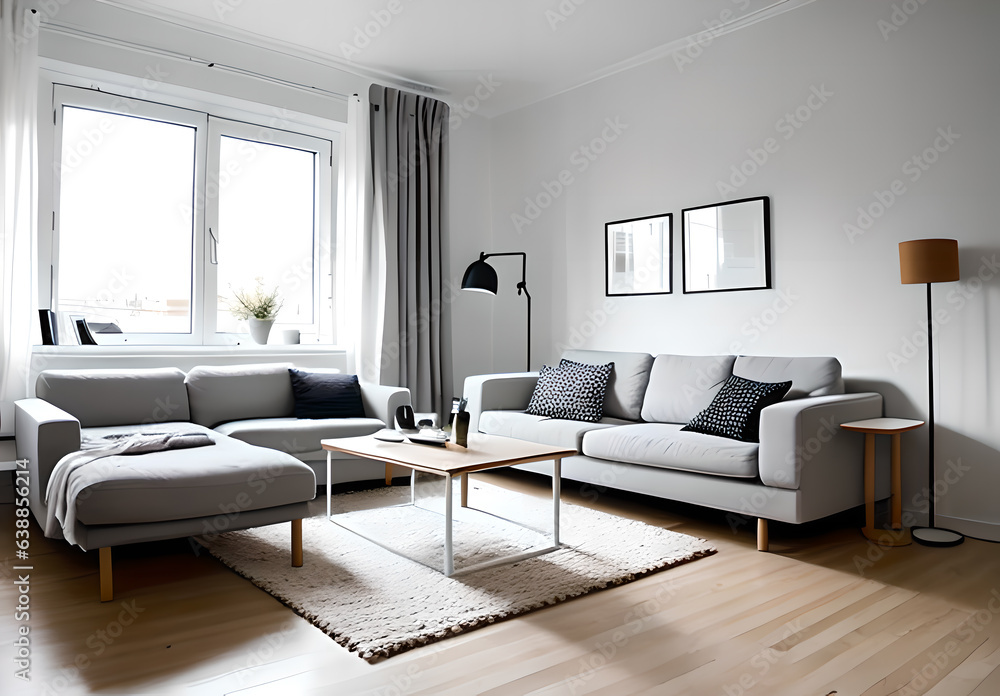 Modern living room with sofa,Generative AI Modern living room with sofa,Generative AI
