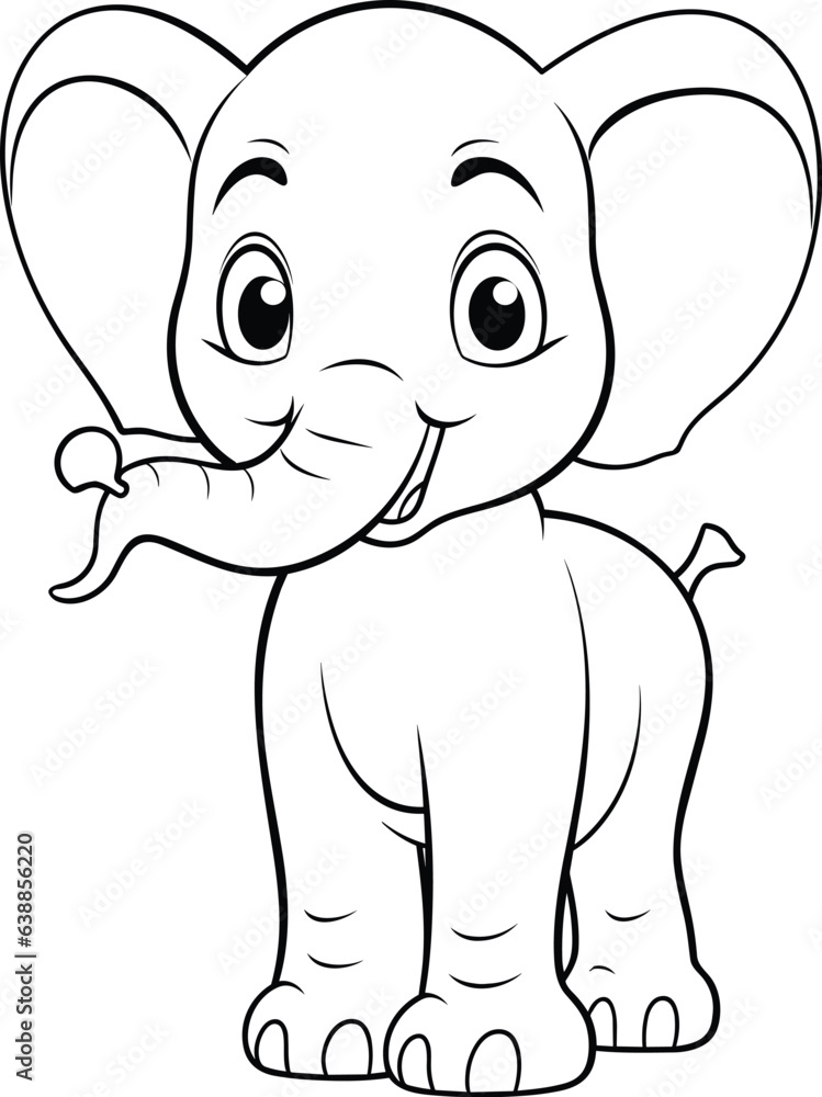 Fototapeta premium Cute elephant stands ans smiles
