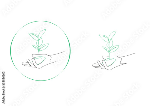 Line art hand and plant logo