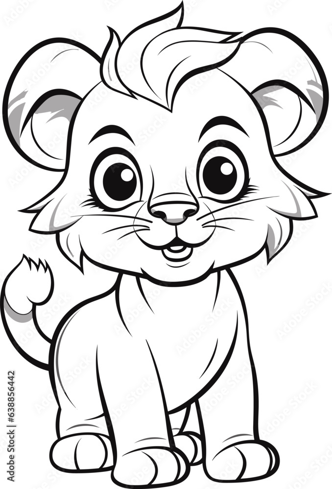 Cute lion stands and smiles Cute lion stands and smiles