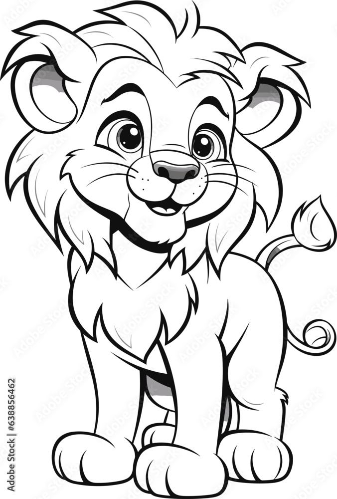 Cute lion stands and smiles Cute lion stands and smiles