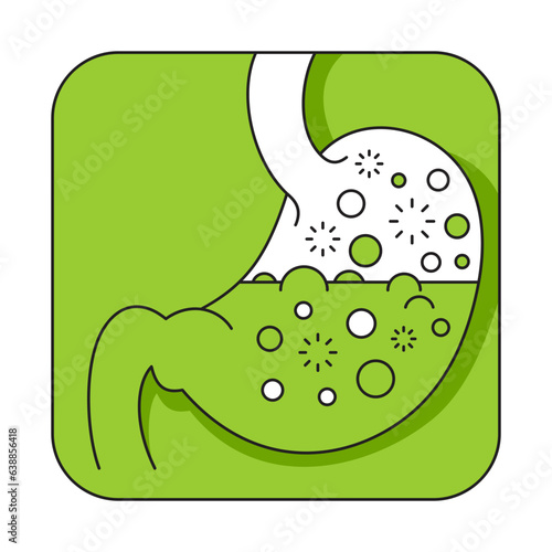 Gastric acid icon with stomach juice