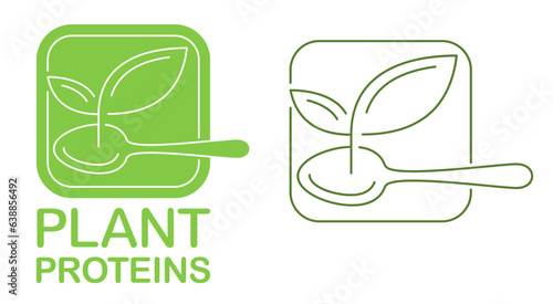 Plant proteins square label - healthy nutrition