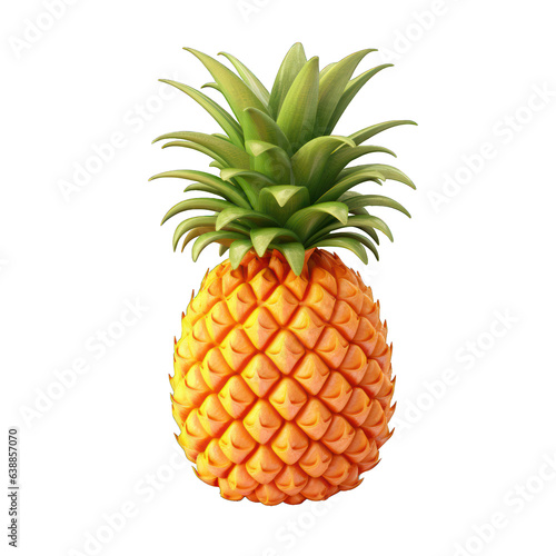 pineapple 3d fruit icon isolated on transparent background
