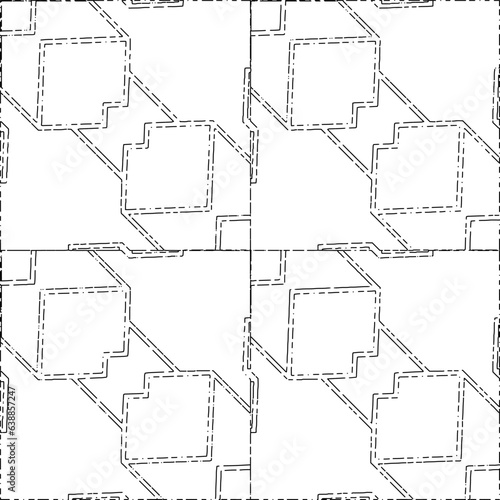 White background with black Dashes lines. Plain background with  simpe pattern. Black and white color. Abstract background for web page, textures, card, poster, fabric, textile.