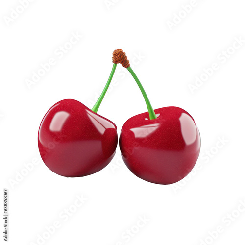 Fototapeta cherry 3d fruit icon isolated on transparent background