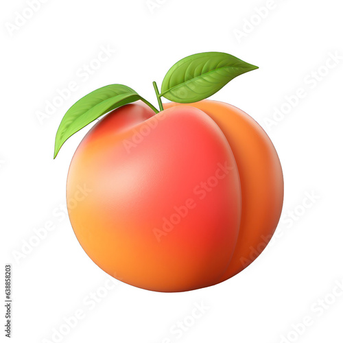 peach 3d fruit icon isolated on transparent background © Layerform
