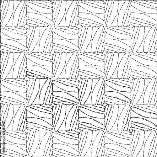 White background with black Dashes lines. Plain background with  simpe pattern. Black and white color. Abstract background for web page, textures, card, poster, fabric, textile.
