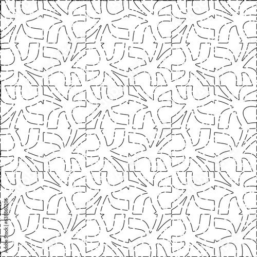 White background with black Dashes lines. Plain background with  simpe pattern. Black and white color. Abstract background for web page, textures, card, poster, fabric, textile.