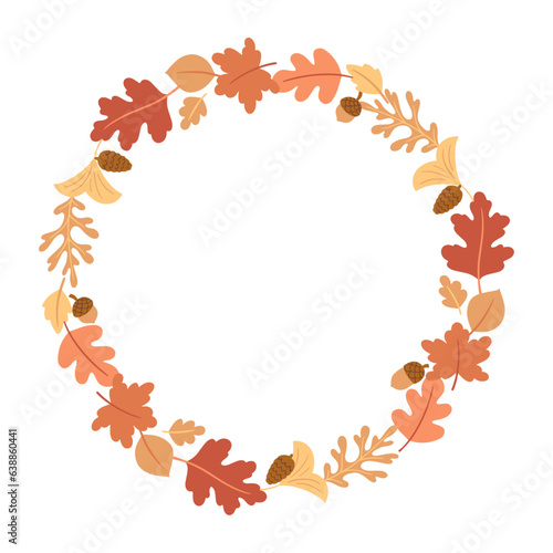 Vector round frame with autumn leaves
